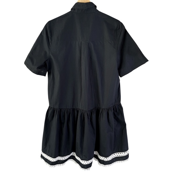 Kate Spade Broome Street Cotton Drop Waist Dress Lace Inset Black - Picture 8 of 11